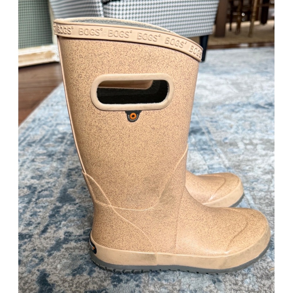 Bogs Kids Rain Boot Glitter Waterproof Rubber Boots Gold Size 1 Youth 72399-689